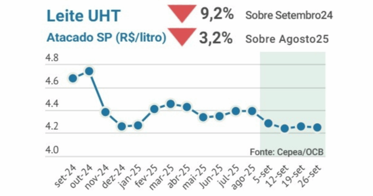 Oferta elevada pressiona preços do leite e derivados em setembro