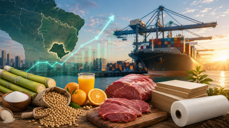 Agro paulista registra superávit de US$ 8,37 bilhões até maio