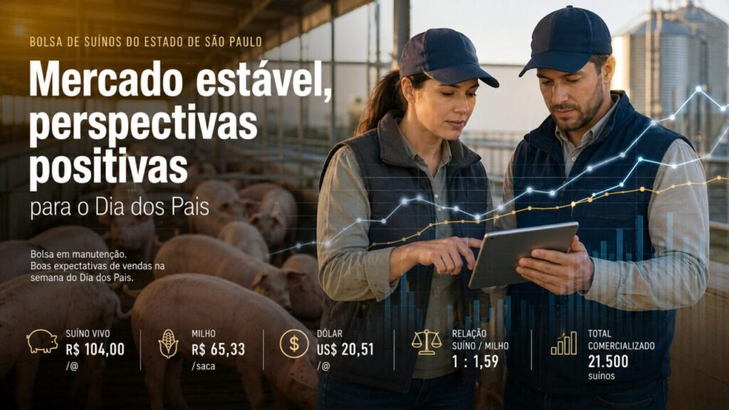Bolsa paulista mantém suíno em R$ 104 por arroba