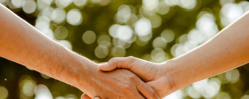 Shake hands in park.finishing up a meeting.Men shaking hands.