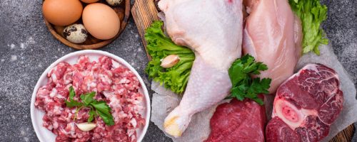 Various raw meat, sources of animal protein